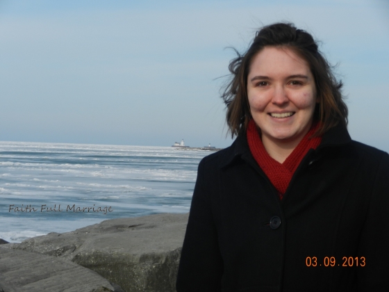 My dad took this one of me. Whiskey Island's lighthouse is very tiny in the background.